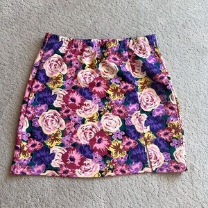 Floral Women's Skirt - Purple and Pink
